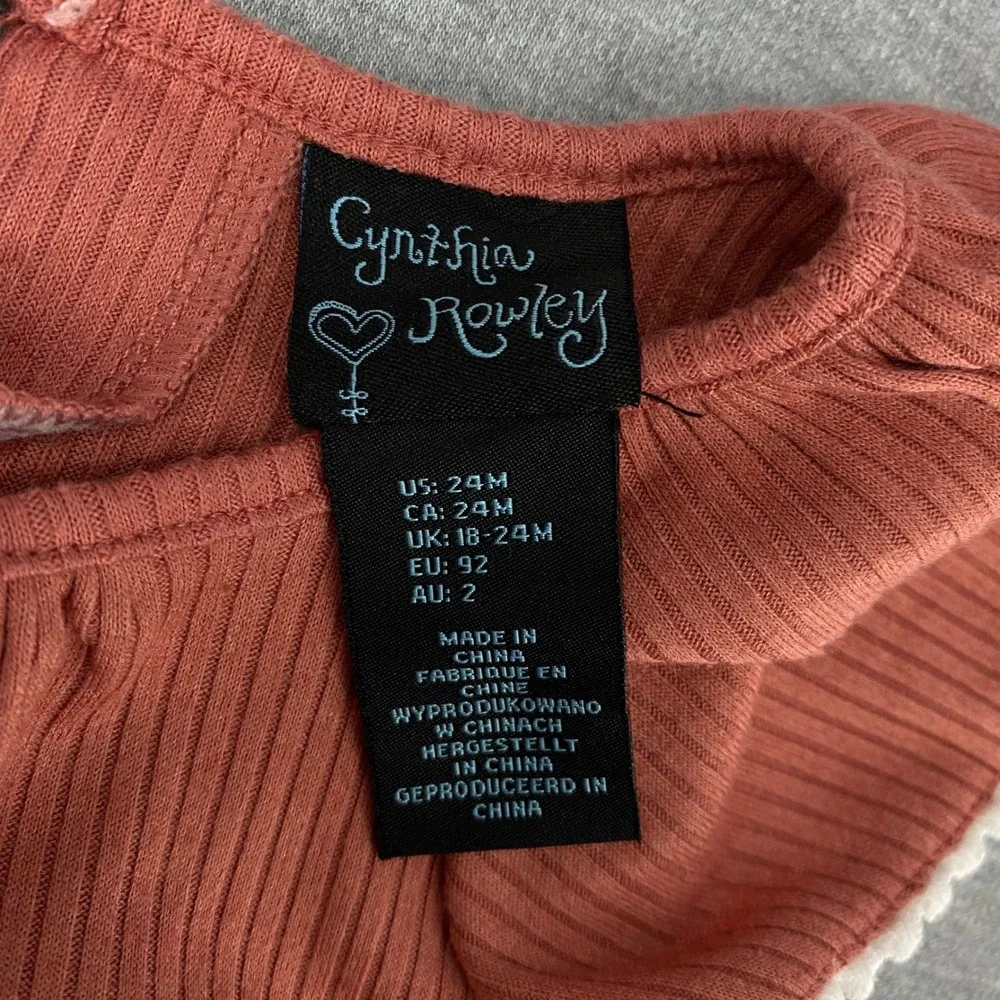 Cynthia Rowley Baby Girl Coral Ribbed‎ Flutter Sleeve Top Size 24M